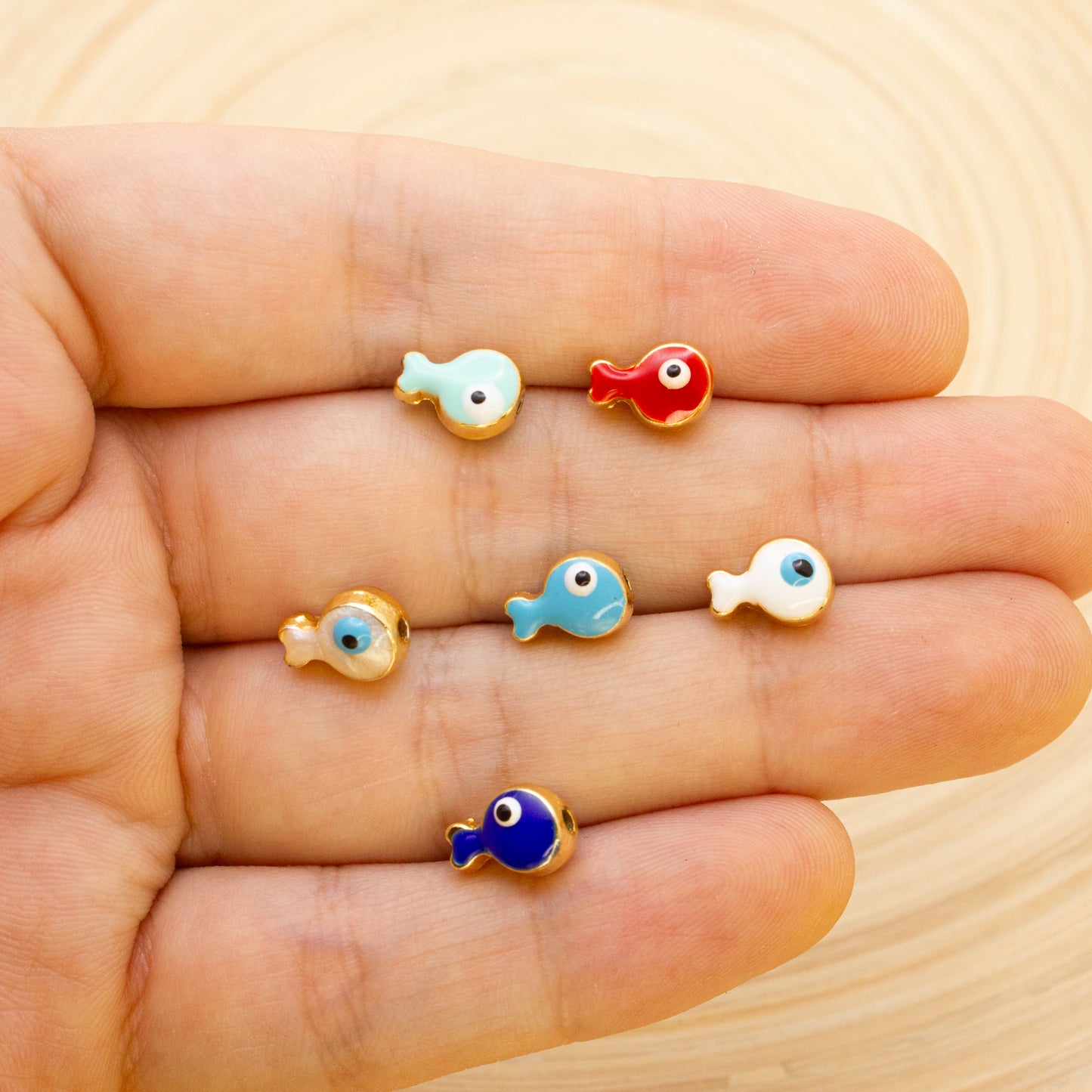 Enameled Curved Fish Beads