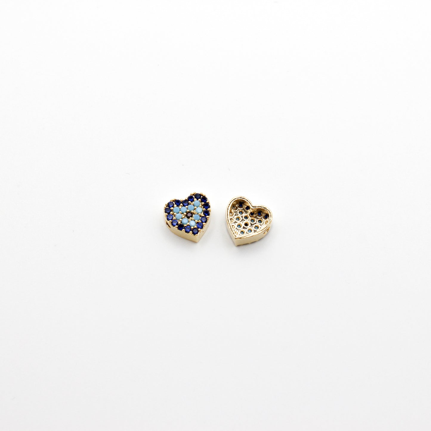 Blue Heart Bead with Zircon Stone