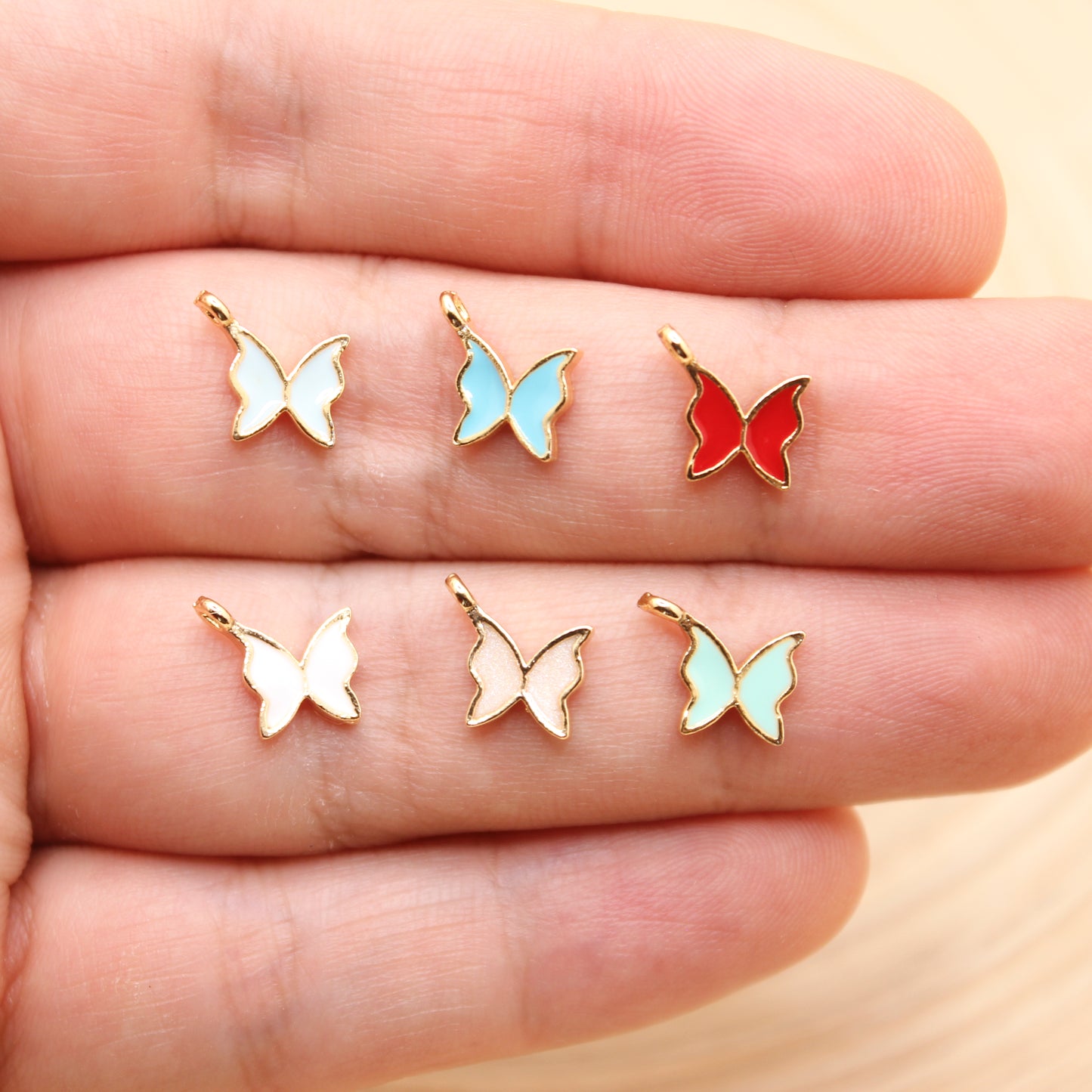 Enameled Butterfly Charm Pendant