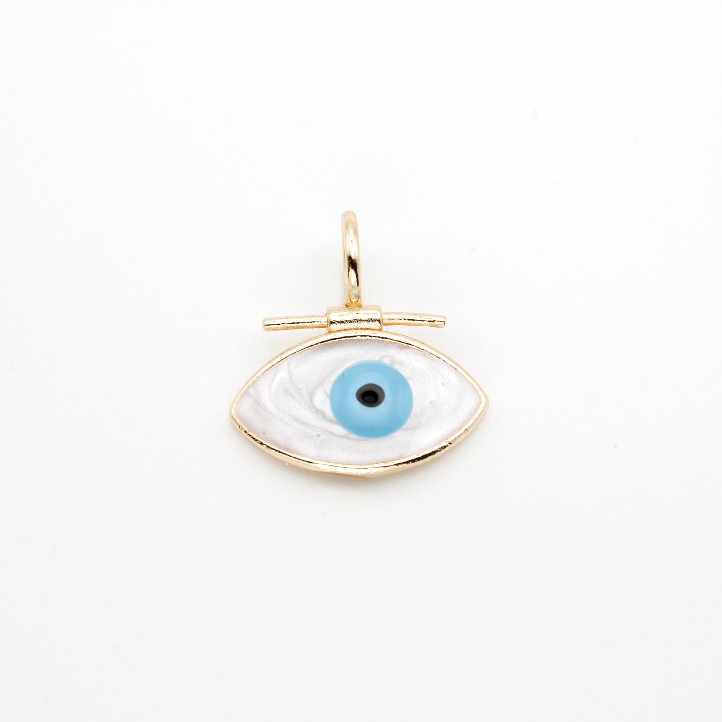 Convex Enameled Eye Pendant