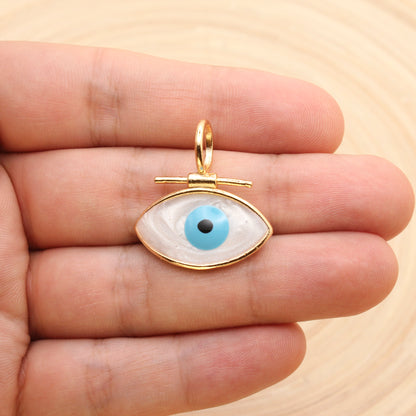 Convex Enameled Eye Pendant