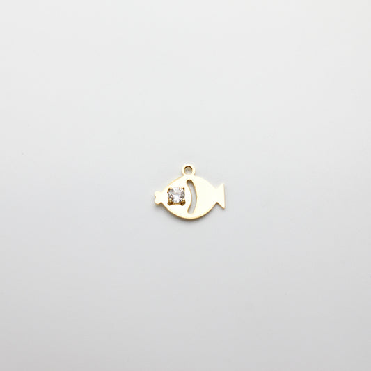 Single Zircon Stone Fish Pendant