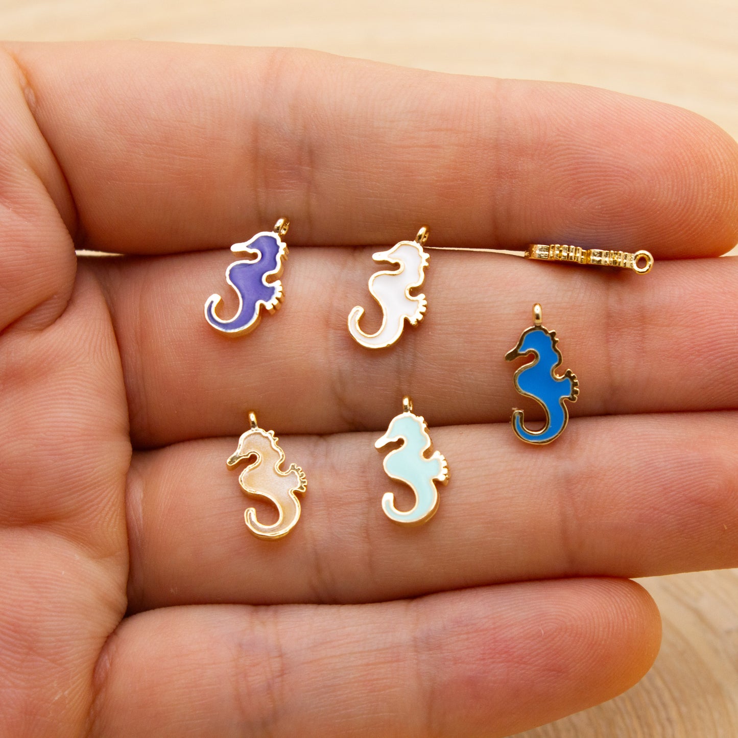 Enameled Sea Horse Pendant Charm