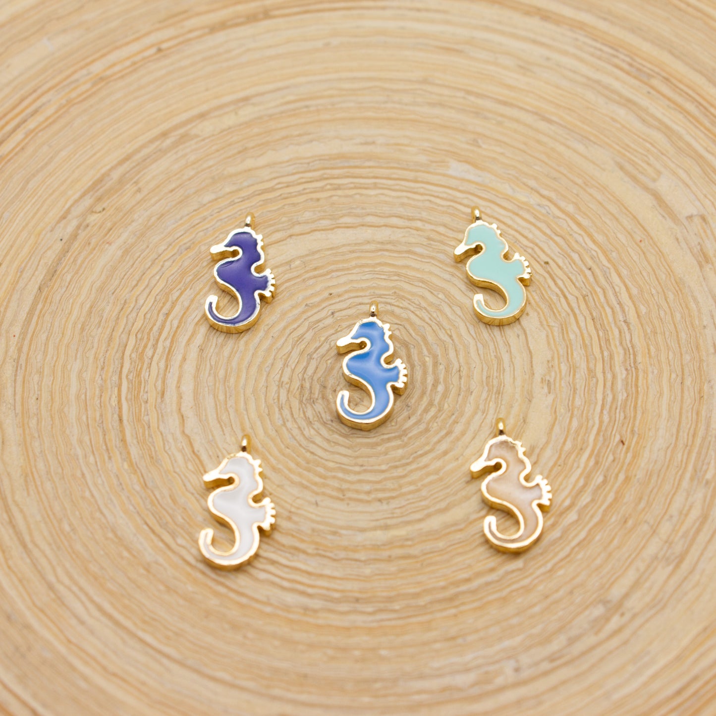 Enameled Sea Horse Pendant Charm