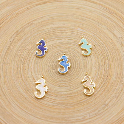 Enameled Sea Horse Pendant Charm