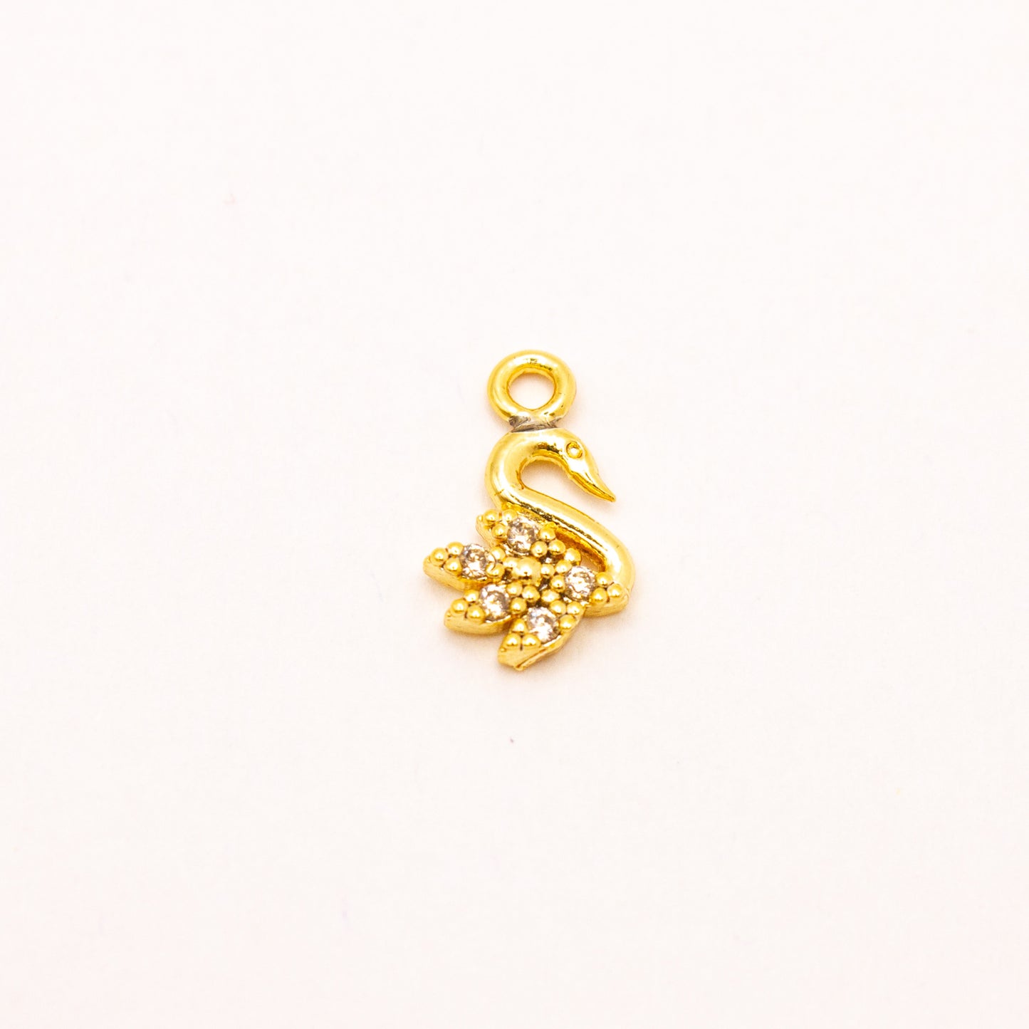 Zircon Stone Swan Pendant Charm