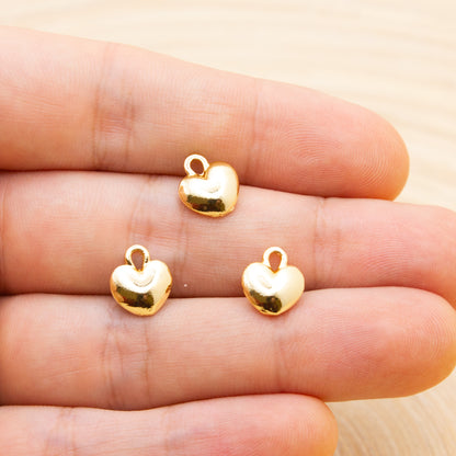 Gold Plated Domed Heart Charm Pendant