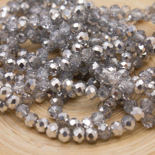 Crystal Beads 6mm -5- Shiny Silver