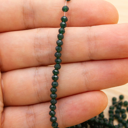 Crystal Beads 3mm -2- Shiny Dark Green