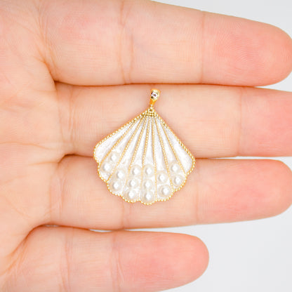 Oyster Shell Pendant with Pearl