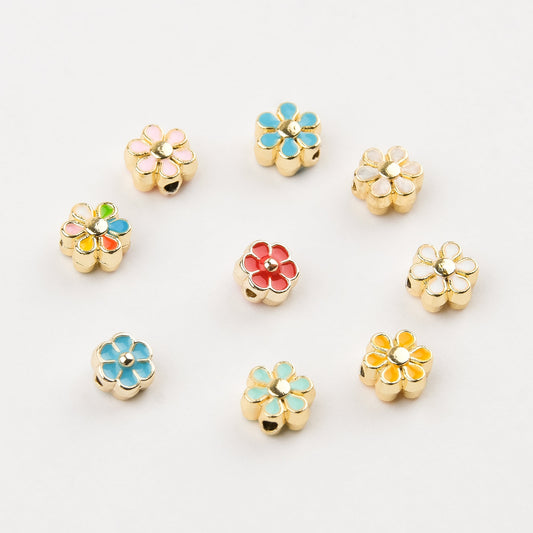 Enameled Little Daisy Beads