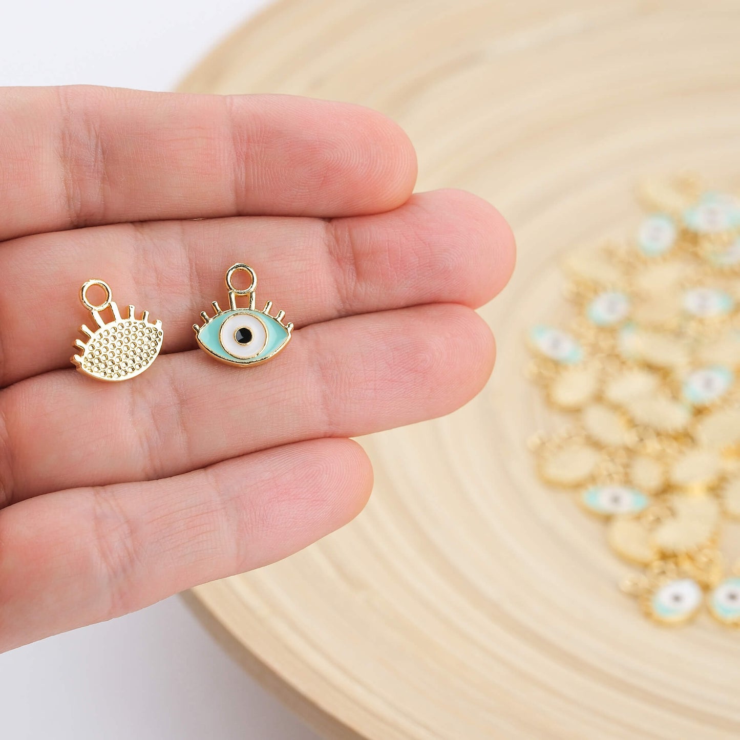 Enameled Eyelash Eye Charm Pendant