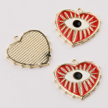 Enameled Heart Sparkling Eye Pendant