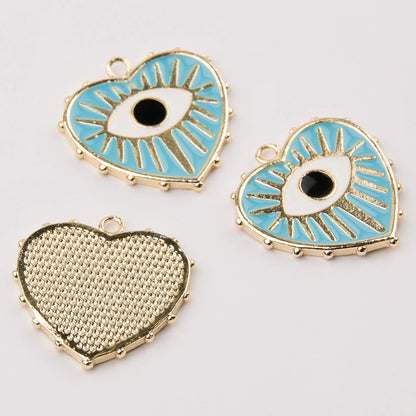 Enameled Heart Sparkling Eye Pendant