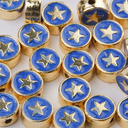 Enameled Embossed Star Beads