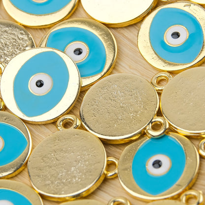 Enameled Round Evil Eye Pendant