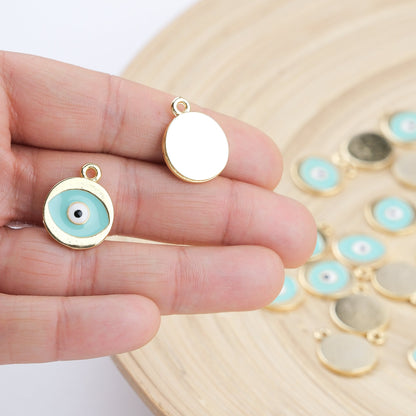 Enameled Round Evil Eye Pendant