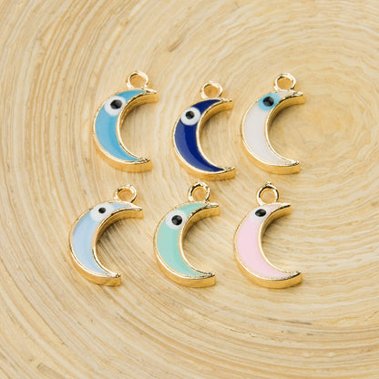 Enameled Crescent Charm Pendant