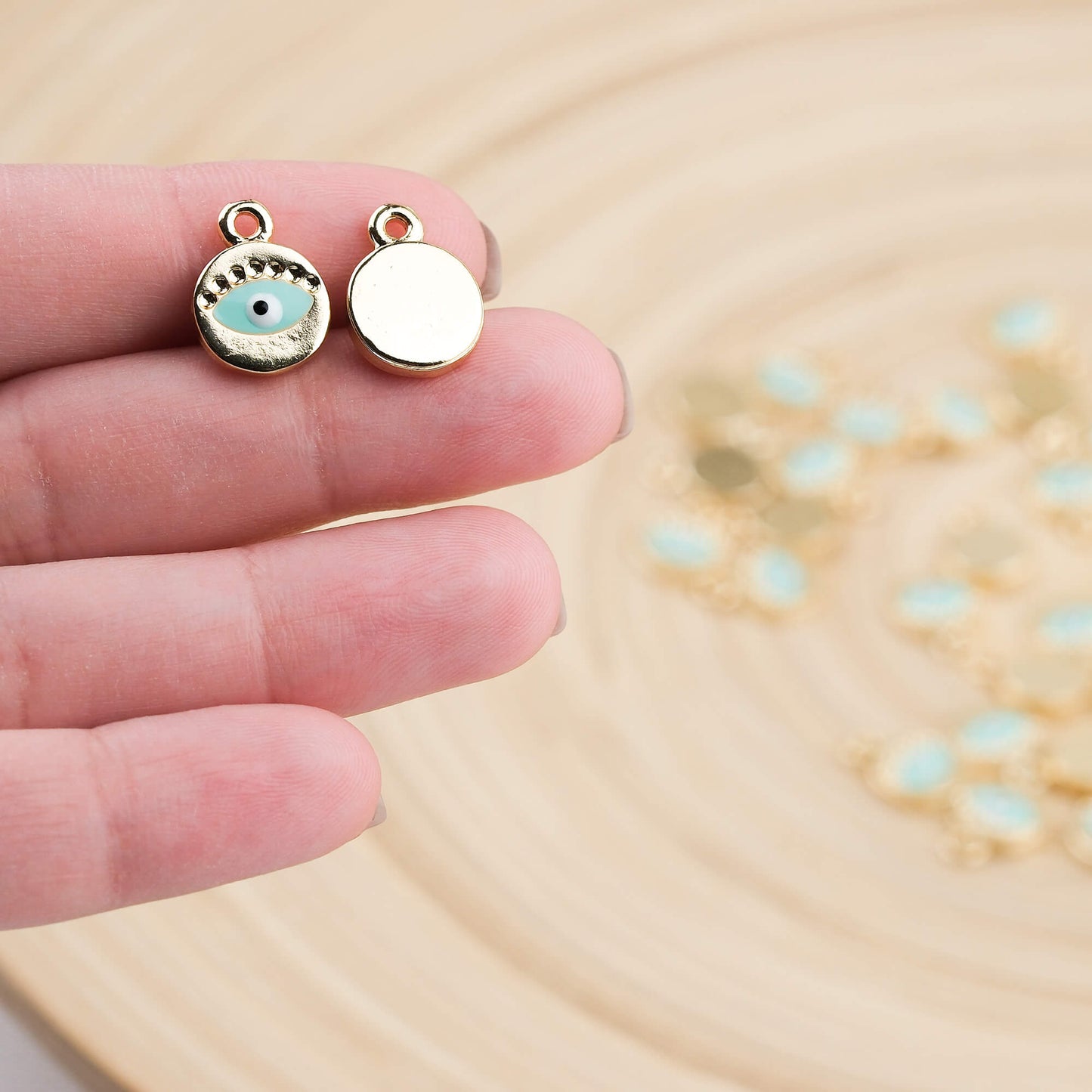 Enameled Evil Eye Beaded Eye Pendant