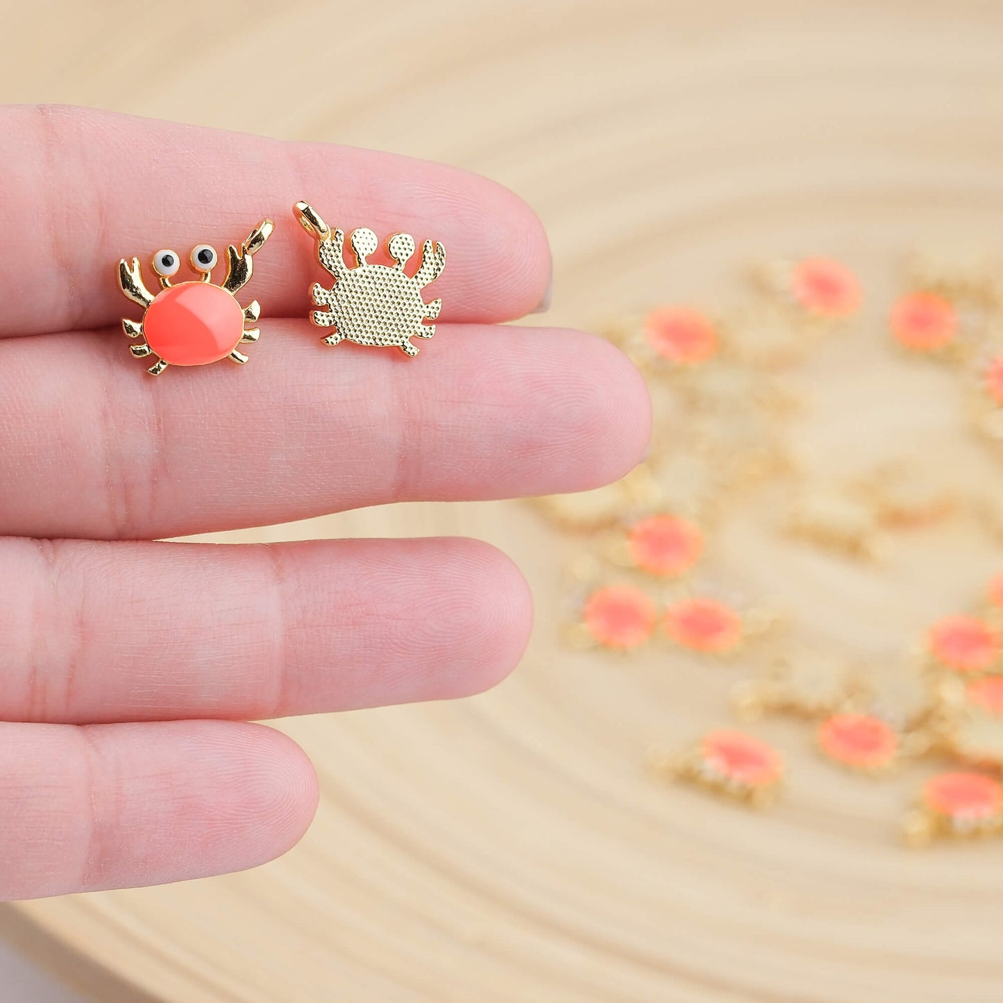 Enameled Crab Charm Pendant